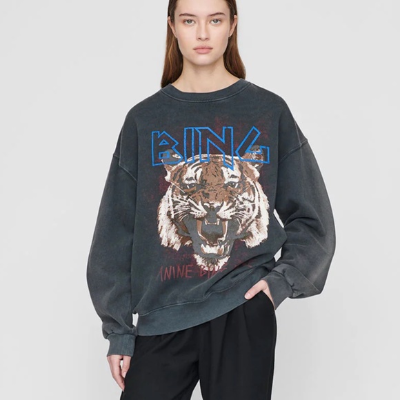 Anine Bing Sweaters - Anine Bing Tiger Sweatshirt - Black, XS